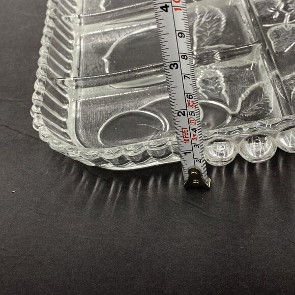 Vtg Indiana Glass Relish Tray Dish Embossed Fruit Divided 5-Part Serving Clear‎ - Picture 11 of 12
